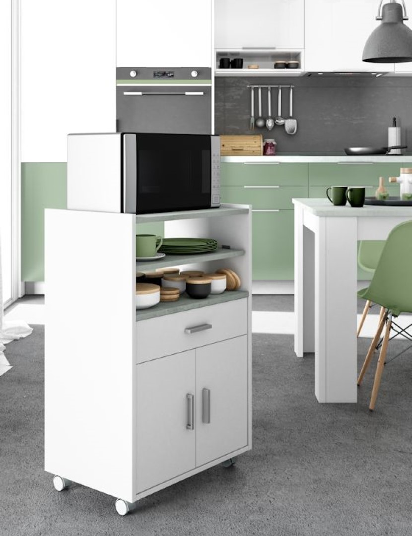 Forés - Móvel de Microondas Branco e Cinza