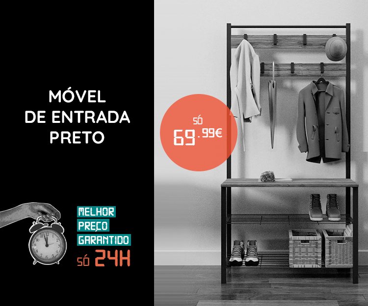 Móvel Entrada Preto só 69,99€