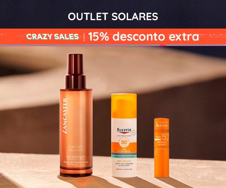 (Crazy Sales 15% desconto) Outlet Solares e bronzeadores- Expedição Imediata