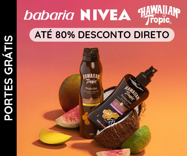 Solares - Babaria, Nivea,Hawaiian Tropic Até 80% Desconto Direto