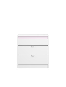 imagem de Consola 3 gavetas Pirueta branca + bordas rosa/cinza seixo14