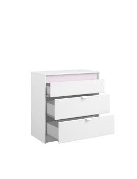 imagem de Consola 3 gavetas Pirueta branca + bordas rosa/cinza seixo15