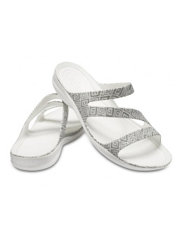 imagem de Crocs Swiftwater Graphic Sandal W Cinza Diamond E Branco 3