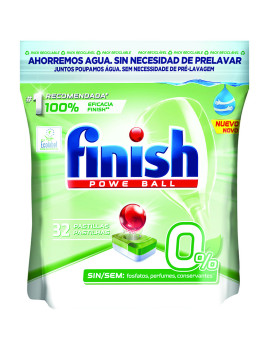 imagem grande de Finish Detergente Máquina Loiça Pastilhas 0% 32 Pastilhas1