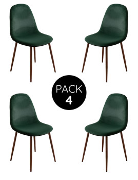 imagem grande de Pack 4 Cadeiras Oslo Veludo Madeira Verde1