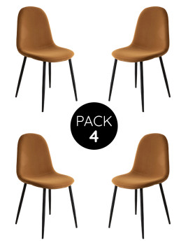 imagem grande de Pack 4 Cadeiras Oslo Veludo Metal Mel1