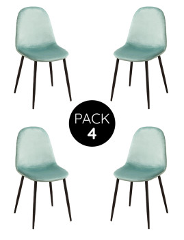 imagem grande de Pack 4 Cadeiras Oslo Veludo Metal Verde Água1