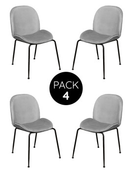 imagem de Pack 4 Cadeiras Modern Veludo Metal Cinza Claro1