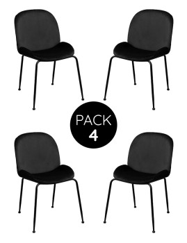 imagem de Pack 4 Cadeiras Modern Veludo Metal Preta1