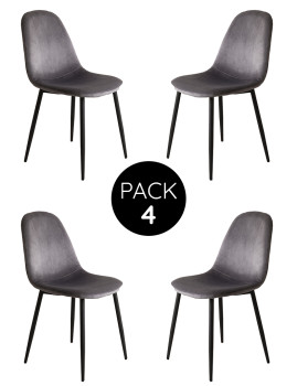 imagem de Pack 4 Cadeiras Oslo Veludo Metal Cinza Escuro1