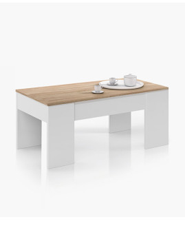 imagem de Mesa de Centro Flow Carvalho e Branco1