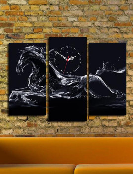 imagem de Quadro Relógio CLOCK ART 3 Peças Cavalo1