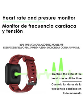 imagem grande de Smartband ID116 Bluetooth com monitor cardíaco Vermelho 2
