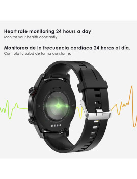 imagem grande de Pulseira de Couro Sintético Smartwatch L13 com Modo Multiesportivo Preto4