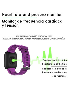 imagem grande de Smartband ID116 Bluetooth 4.0 pan monitor cardíaco Roxo2