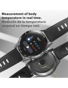 imagem grande de Smartwatch T23 com Temperatura Corporal Tensão e Oxigénio no Sangue Rosa 4