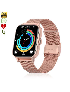 imagem grande de Smartwatch DT102 com pulseira de aço Rosa Dourado1