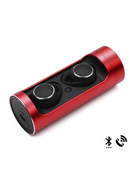 imagem de Auriculares Intra-Auriculares Bluetooth Estéreo Bs01 com Base de Carregamento de 450Mah Vermelho1