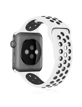 imagem de Bracelete desportiva de silicone compatível iWatch 38mm / 40mm Tamanho M/L Branco 2