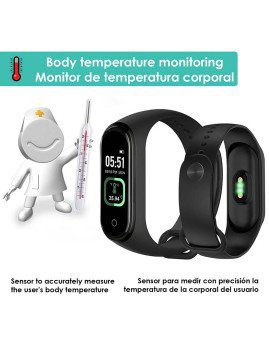imagem de Smartband Bluetooth AK-M4 PRO com medição da temperatura corporal Vermelho 2