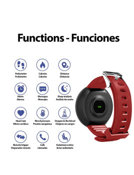imagem de Smartband D18 com notificações monitor cardíaco O2 no sangue Vermelho2