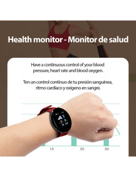 imagem de Smartband D18 com notificações monitor cardíaco O2 no sangue Vermelho3