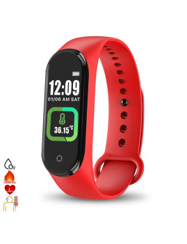 imagem grande de Smartband Bluetooth AK-M4 PRO com medição da temperatura corporal Vermelho 1