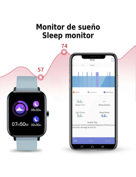 imagem grande de Smartwatch H10 com Monitor Cardíaco Tensão e de O2 no Sangue Azul Petróleo 5