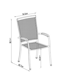 imagem grande de Cadeira Napoles Aço Cinza Grafito Com Prateleira/Madeira Eucaliptus6
