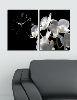 imagem grande de Pintura Tela Decorativa Relógio Multicor (2 Peças)1