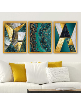 imagem de Pintura Decorativa  (3 peças) Verde e Dourado1