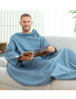 imagem grande de Cobertor com Mangas Individual com Bolso Central Faboulazy InnovaGoods Azul1