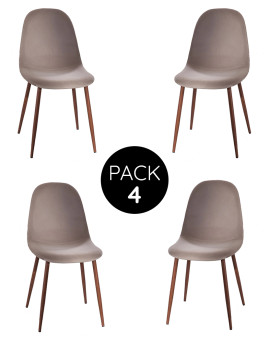imagem grande de Pack 4 Cadeiras Oslo Veludo Madeira Taupe1