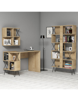 imagem grande de Extra Study Desk & Bookshelf Oak and Black1
