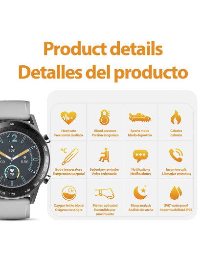 imagem de Smartwatch T23 c/ Termómetro Corporal, Tensão, O2 e Multidesportivo cinza2