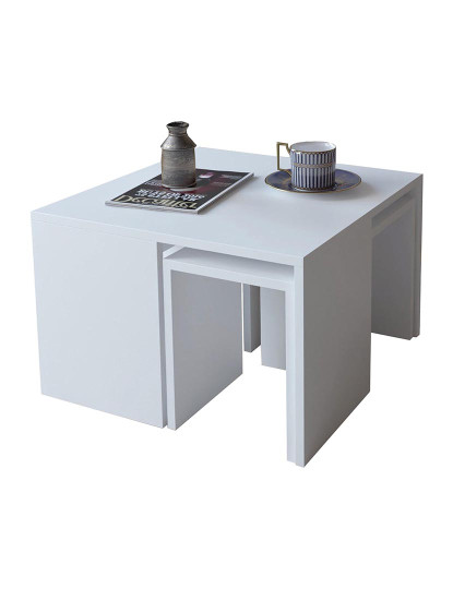 imagem de Conjunto De Mesa Lateral, Aglomerado 100% Melamínico, Branco1