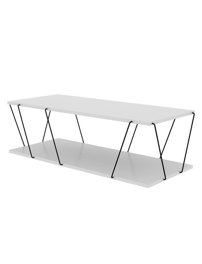 imagem de Mesa De Centro, Aglomerado 100% Folheado A Melamina, Branco Preto1