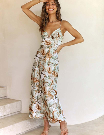 imagem de Vestido Comprido Senhora Estampado Floral Oliva3