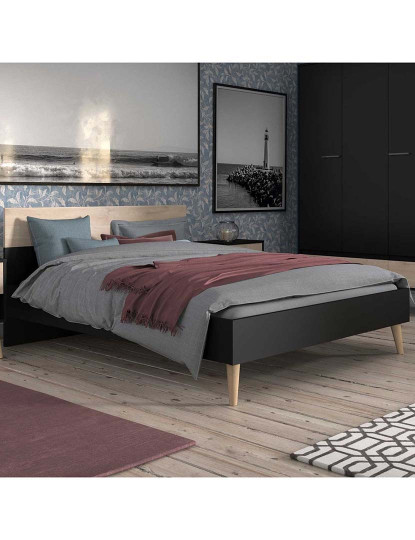 imagem de Cama Aalborg Preto e Carvalho 140x200 cm7