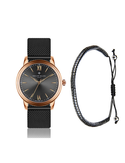 imagem de Conjunto Relógio + Pulseira Unisexo Rose Gold1