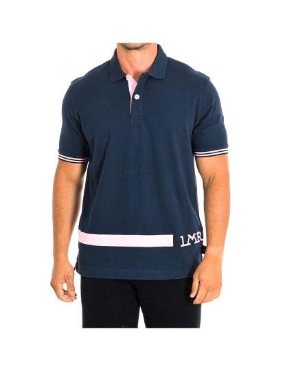 imagem de Pólo Manga Curta Homem Azul Navy e Rosa1