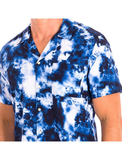 imagem de Camisa Manga Curta Homem Azul Marinho Padrão2