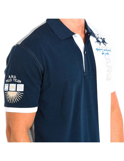 imagem de Pólo Manga Curta Homem Azul Navy e Branco2