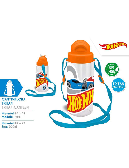 imagem de Garrafa Tritan Com Pega 500Ml Hotwheels 12X12