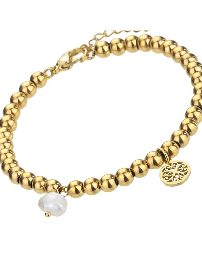 imagem de Pulseira de Senhora Dourado, pérola branca2