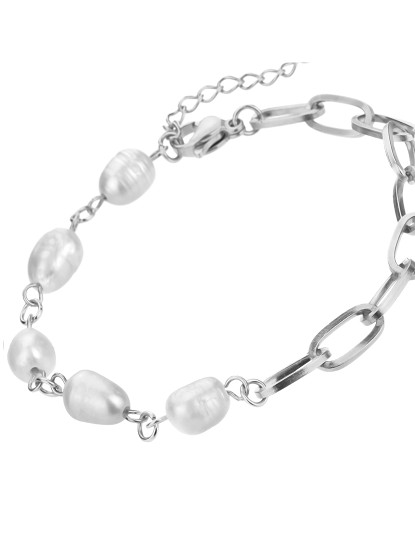 imagem de Pulseira de Senhora Prata, pérolas brancas2