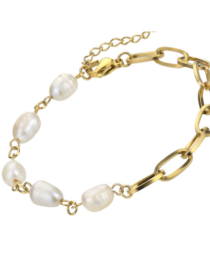 imagem de Pulseira de Senhora Dourado, pérolas brancas2