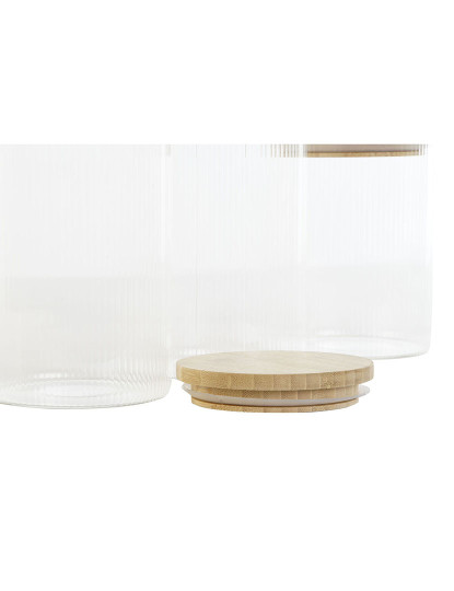 imagem de Conjunto de 3 Potes Home ESPRIT Transparente Silicone Bambu Vidro de Borosilicato 10 x 10 x 22,3 cm3