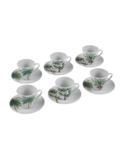 imagem de Conjunto de Chávenas com Pratos Versa Porcelana Folhas1