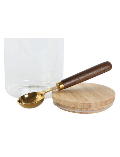 imagem de Conjunto de 2 Potes Home ESPRIT Dourado Natural Bambu Vidro de Borosilicato 24 x 12 x 18,5 cm2